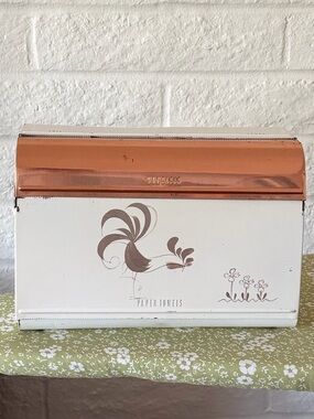 Vintage Ransburg Rooster Wall Mount Foil Wax Paper Towel Metal Dispenser Copper